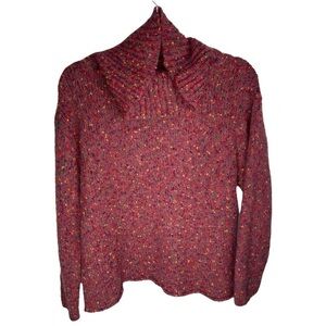 United Knitwear Pink Rainbow Dot Cowl Neck Sweater Large